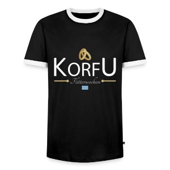 Flitterwochen Korfu - Männer Kontrast-T-Shirt - Schwarz/Weiß - Vorne - AI Model Female 172 light (172cm) & AI Model Male 178 light (178cm)