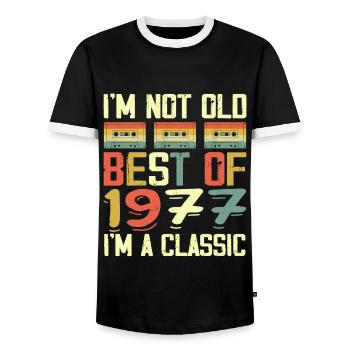 1977 I'm Not Old I'm Classic Vintage 1977 Geburtstag - Männer Kontrast-T-Shirt - Schwarz/Weiß - Vorne - AI Model Female 172 light (172cm) & AI Model Male 178 light (178cm)