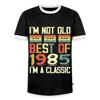1985 I'm Not Old I'm Classic Vintage 1985 Birthday - Men's Ringer Shirt - black/white - Front - AI Model Female 172 light (172cm) & AI Model Male 178 light (178cm)