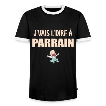 J'vais Le Dire - Parrain - Super Parrain - T-shirt contrasté Homme - noir/blanc - Devant - AI Model Female 172 light (172cm) & AI Model Male 178 light (178cm)