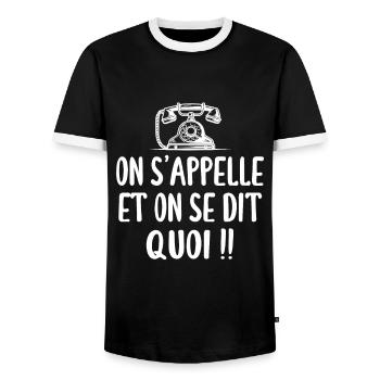 Chtimi, chti, ch'timi - Humour - T-shirt contrasté Homme - noir/blanc - Devant - AI Model Female 172 light (172cm) & AI Model Male 178 light (178cm)