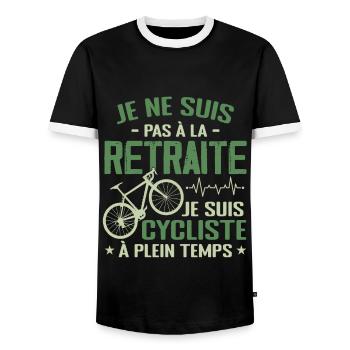 Pas À La Retraite Je Suis Cycliste À Temps Plein - T-shirt contrasté Homme - noir/blanc - Devant - AI Model Female 172 light (172cm) & AI Model Male 178 light (178cm)