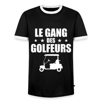 Golf, Golfeur, Fan de Golf - T-shirt contrasté Homme - noir/blanc - Devant - AI Model Female 172 light (172cm) & AI Model Male 178 light (178cm)