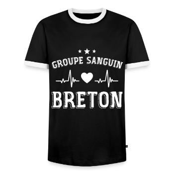 Bretagne, Bretagne humour, je suis Breton - T-shirt contrasté Homme - noir/blanc - Devant - AI Model Female 172 light (172cm) & AI Model Male 178 light (178cm)