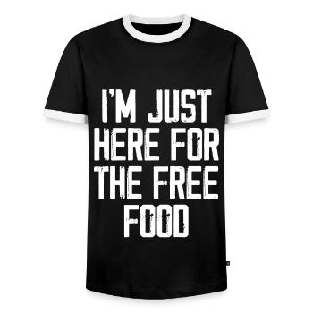 I'm Just Here For The Free Food - Men's Ringer Shirt - black/white - Front - AI Model Female 172 light (172cm) & AI Model Male 178 light (178cm)