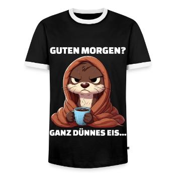Guten Morgen? Ganz dünnes Eis Funshirt Otter Shirt - Männer Kontrast-T-Shirt - Schwarz/Weiß - Vorne - AI Model Female 172 light (172cm) & AI Model Male 178 light (178cm)