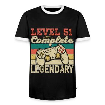 Level 51 Complete, 51 Birthday Gift - Men's Ringer Shirt - black/white - Front - AI Model Female 172 light (172cm) & AI Model Male 178 light (178cm)