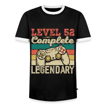 Level 52 Complete, 52 Birthday Gift - Men's Ringer Shirt - black/white - Front - AI Model Female 172 light (172cm) & AI Model Male 178 light (178cm)