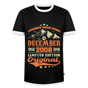 Décembre 2008 Cadeau Anniversaire - December 2008 - T-shirt contrasté Homme - noir/blanc - Devant - AI Model Female 172 light (172cm) & AI Model Male 178 light (178cm)