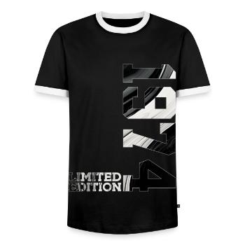 LIMITED EDITION 1974 52ND BIRTHDAY - Men's Ringer Shirt - black/white - Front - AI Model Female 172 light (172cm) & AI Model Male 178 light (178cm)
