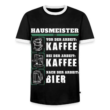 Mon quotidien en tant que gardien - T-shirt contrasté Homme - noir/blanc - Devant - AI Model Female 172 light (172cm) & AI Model Male 178 light (178cm)