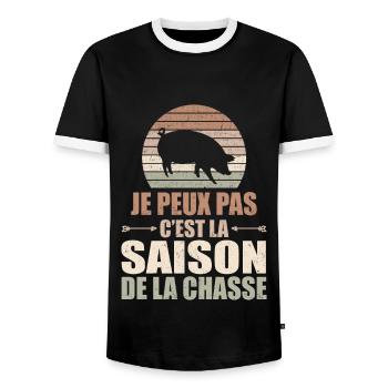 Je Peux Pas C'est La Saison De La Chasse - T-shirt contrasté Homme - noir/blanc - Devant - AI Model Female 172 light (172cm) & AI Model Male 178 light (178cm)