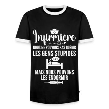 Krankenschwester Humor - Krankenschwester Geschenk - Männer Kontrast-T-Shirt - Schwarz/Weiß - Vorne - AI Model Female 172 light (172cm) & AI Model Male 178 light (178cm)