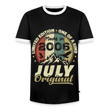 Juli 2006 Geburtstagsgeschenk 2006 Juli 2006 - Männer Kontrast-T-Shirt - Schwarz/Weiß - Vorne - AI Model Female 172 light (172cm) & AI Model Male 178 light (178cm)