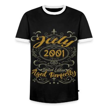Juillet 2001 Anniversaire Juillet 2001 Cadeau 2001 - T-shirt contrasté Homme - noir/blanc - Devant - AI Model Female 172 light (172cm) & AI Model Male 178 light (178cm)