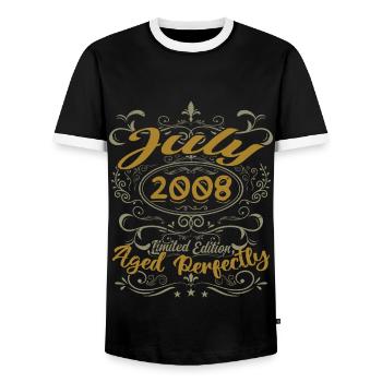 Juli 2008 Geburtstag Juli 2008 Geschenk 2008 - Männer Kontrast-T-Shirt - Schwarz/Weiß - Vorne - AI Model Female 172 light (172cm) & AI Model Male 178 light (178cm)