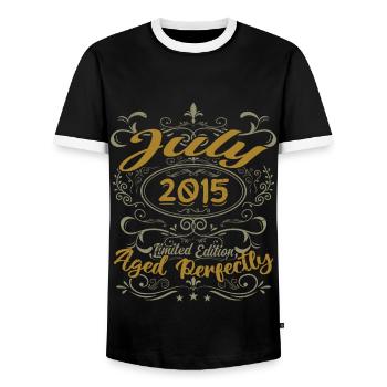 Juillet 2015 Anniversaire Juillet 2015 Cadeau 2015 - T-shirt contrasté Homme - noir/blanc - Devant - AI Model Female 172 light (172cm) & AI Model Male 178 light (178cm)