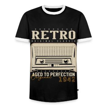 Retro 1942 Geburtstagsgeschenk 1942 Jahrgang 1942 - Männer Kontrast-T-Shirt - Schwarz/Weiß - Vorne - AI Model Female 172 light (172cm) & AI Model Male 178 light (178cm)