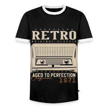 Rétro 1971 Cadeau Anniversaire 1971 Millésime 1971 - T-shirt contrasté Homme - noir/blanc - Devant - AI Model Female 172 light (172cm) & AI Model Male 178 light (178cm)