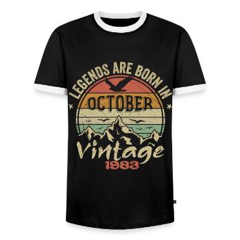 Awesome Since October 1983 - October 1983 Gift - Men's Ringer Shirt - black/white - Front - AI Model Female 172 light (172cm) & AI Model Male 178 light (178cm)