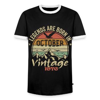 Génial Depuis Octobre 1976 - Cadeau Octobre 1976 - T-shirt contrasté Homme - noir/blanc - Devant - AI Model Female 172 light (172cm) & AI Model Male 178 light (178cm)