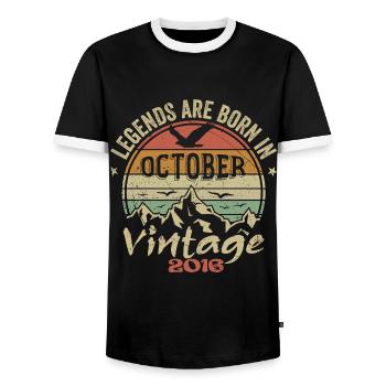 Awesome Since October 2016 - October 2016 Gift - Men's Ringer Shirt - black/white - Front - AI Model Female 172 light (172cm) & AI Model Male 178 light (178cm)