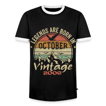 Awesome Since October 2006 - October 2006 Gift - Men's Ringer Shirt - black/white - Front - AI Model Female 172 light (172cm) & AI Model Male 178 light (178cm)