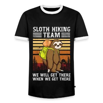 Sloth Hiking Team We Will Get There When We Get - T-shirt contrasté Homme - noir/blanc - Devant - AI Model Female 172 light (172cm) & AI Model Male 178 light (178cm)