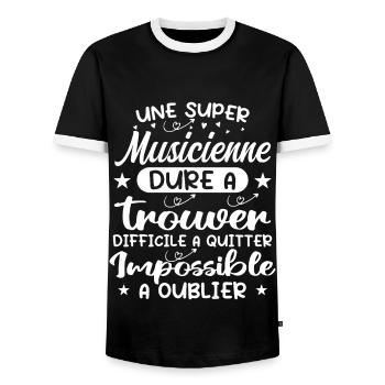 A Super Musician - Musician Gift - Men's Ringer Shirt - black/white - Front - AI Model Female 172 light (172cm) & AI Model Male 178 light (178cm)