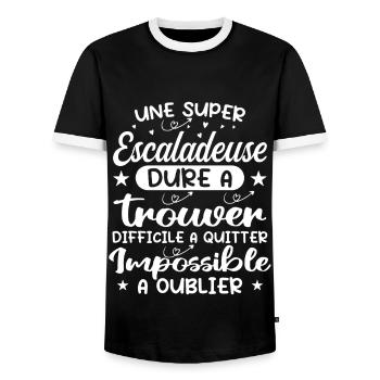 A Super Climber - Climber Gift - Men's Ringer Shirt - black/white - Front - AI Model Female 172 light (172cm) & AI Model Male 178 light (178cm)
