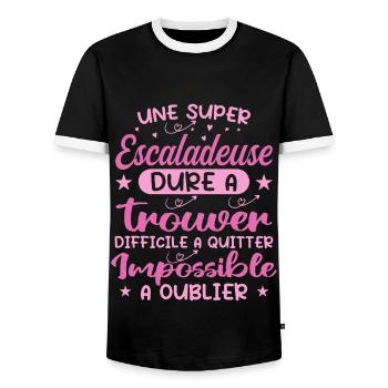 A Super Climber - Climber Gift - Men's Ringer Shirt - black/white - Front - AI Model Female 172 light (172cm) & AI Model Male 178 light (178cm)