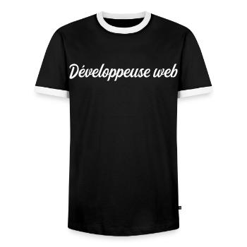 Webentwickler - Männer Kontrast-T-Shirt - Schwarz/Weiß - Vorne - AI Model Female 172 light (172cm) & AI Model Male 178 light (178cm)