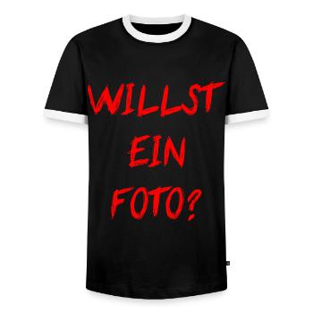 Willst Ein Foto - Männer Kontrast-T-Shirt - Schwarz/Weiß - Vorne - AI Model Female 172 light (172cm) & AI Model Male 178 light (178cm)