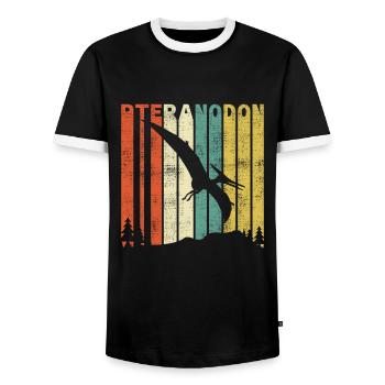 Rétro Ptéroanodon dinosaure Dino Primitif - T-shirt contrasté Homme - noir/blanc - Devant - AI Model Female 172 light (172cm) & AI Model Male 178 light (178cm)