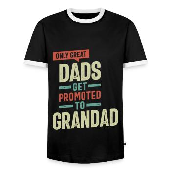 Only Great Dads Get Promoted To Grandad - Men's Ringer Shirt - black/white - Front - AI Model Female 172 light (172cm) & AI Model Male 178 light (178cm)