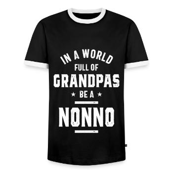 Dans un monde plein de grands-pères être un nonno - T-shirt contrasté Homme - noir/blanc - Devant - AI Model Female 172 light (172cm) & AI Model Male 178 light (178cm)