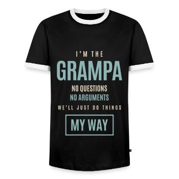 I'm The Grampa No Questions No Arguments - Men's Ringer Shirt - black/white - Front - AI Model Female 172 light (172cm) & AI Model Male 178 light (178cm)