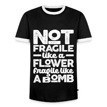 Nicht zerbrechlich wie eine Blume Zerbrechlich wie eine Bombe - Männer Kontrast-T-Shirt - Schwarz/Weiß - Vorne - AI Model Female 172 light (172cm) & AI Model Male 178 light (178cm)