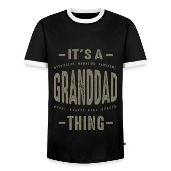 Mens It's a Granddad Thing Christmas Dad/Grandpa - Men's Ringer Shirt - black/white - Front - AI Model Female 172 light (172cm) & AI Model Male 178 light (178cm)