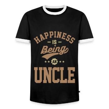 Le bonheur des hommes, c’est être un oncle drôle - T-shirt contrasté Homme - noir/blanc - Devant - AI Model Female 172 light (172cm) & AI Model Male 178 light (178cm)