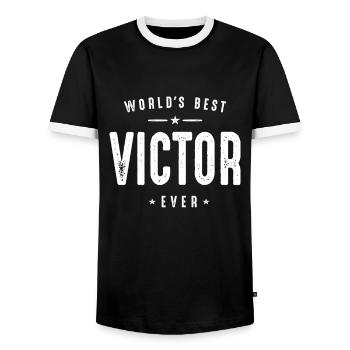Mens Best Victor Ever Funny Personalized Name - Men's Ringer Shirt - black/white - Front - AI Model Female 172 light (172cm) & AI Model Male 178 light (178cm)