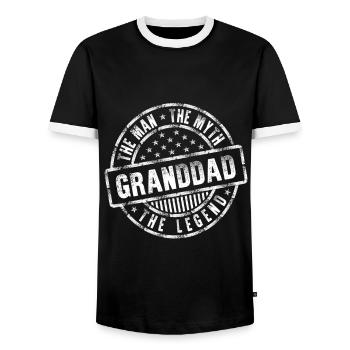 Mens Granddad The Ma The Myth The Legend Funny - Men's Ringer Shirt - black/white - Front - AI Model Female 172 light (172cm) & AI Model Male 178 light (178cm)