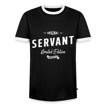 Servant Funny Job Title Profession Birthday Worker - Men's Ringer Shirt - black/white - Front - AI Model Female 172 light (172cm) & AI Model Male 178 light (178cm)
