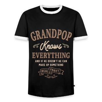 Le grand-père masculin sait tout drôle fête des pères - T-shirt contrasté Homme - noir/blanc - Devant - AI Model Female 172 light (172cm) & AI Model Male 178 light (178cm)