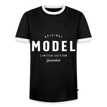 Model Funny Job Title Profession Birthday - Men's Ringer Shirt - black/white - Front - AI Model Female 172 light (172cm) & AI Model Male 178 light (178cm)
