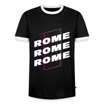 Rom Rome Italien Stadt Schrift Skyline Heimat - Männer Kontrast-T-Shirt - Schwarz/Weiß - Vorne - AI Model Female 172 light (172cm) & AI Model Male 178 light (178cm)
