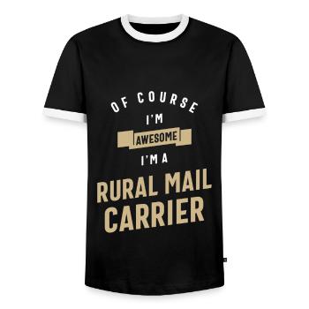 Rural Mail Carrier Job Occupation Birthday Worker - Men's Ringer Shirt - black/white - Front - AI Model Female 172 light (172cm) & AI Model Male 178 light (178cm)