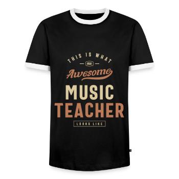 Funny Awesome Music Teacher Job Occupation - Men's Ringer Shirt - black/white - Front - AI Model Female 172 light (172cm) & AI Model Male 178 light (178cm)