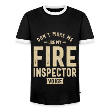 Fire Inspector Job Occupation Birthday Worker - Men's Ringer Shirt - black/white - Front - AI Model Female 172 light (172cm) & AI Model Male 178 light (178cm)