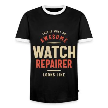 Lustige tolle Uhr Reparateur Job Beruf - Männer Kontrast-T-Shirt - Schwarz/Weiß - Vorne - AI Model Female 172 light (172cm) & AI Model Male 178 light (178cm)